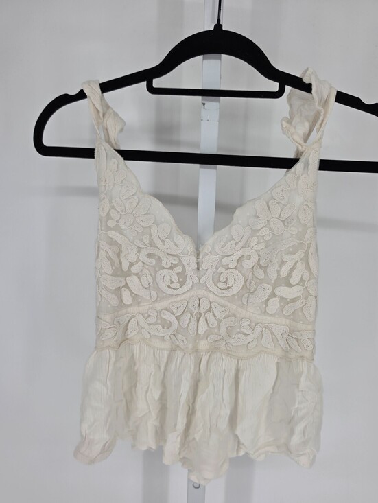 Tops - Shayanne Womens Sz XS Cropped Tank Top Cream Lace Western Boho